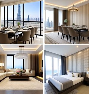 Photos of 3 rooms in a luxury flat in Jumeirah Dubai with our furniture