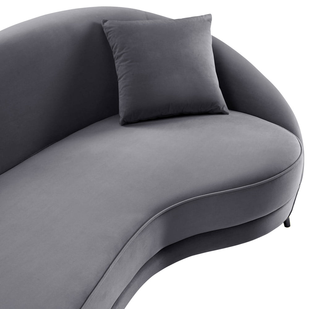 bluish grey rounded back couch