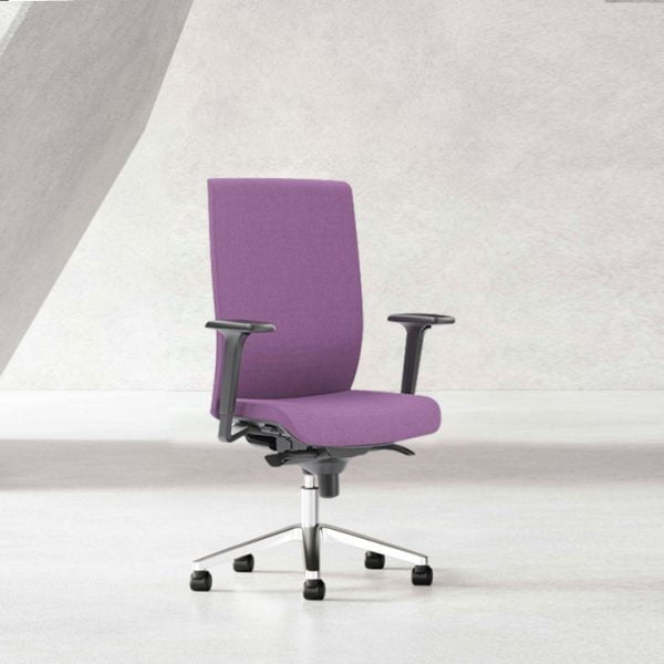 Adjustable and swivel office chair on wheels for enhanced convenience.