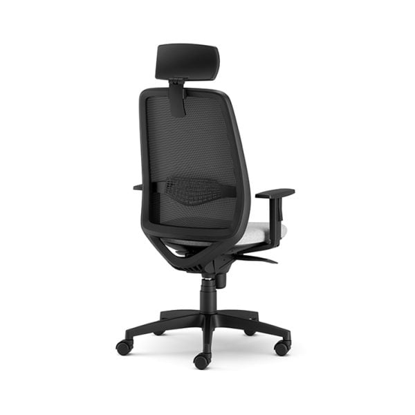 Ergonomic mesh office chair on wheels for enhanced breathability and comfort.