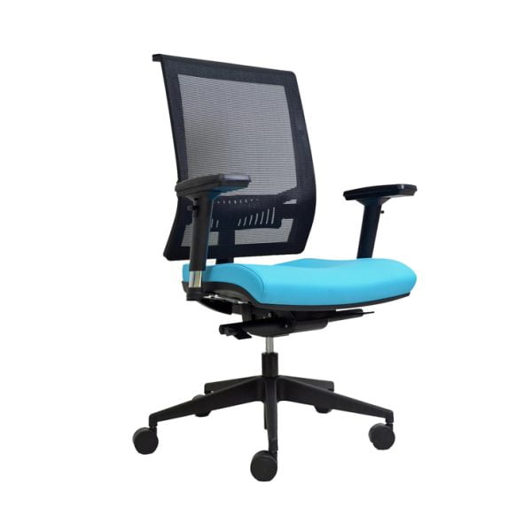 Executive high-back office chair on wheels, suitable for meetings and conferences.