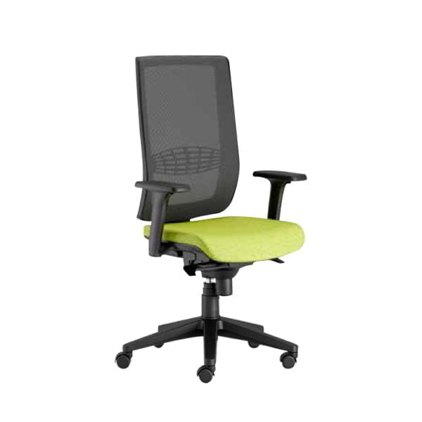 Mesh-back office chair on wheels for excellent breathability and support.