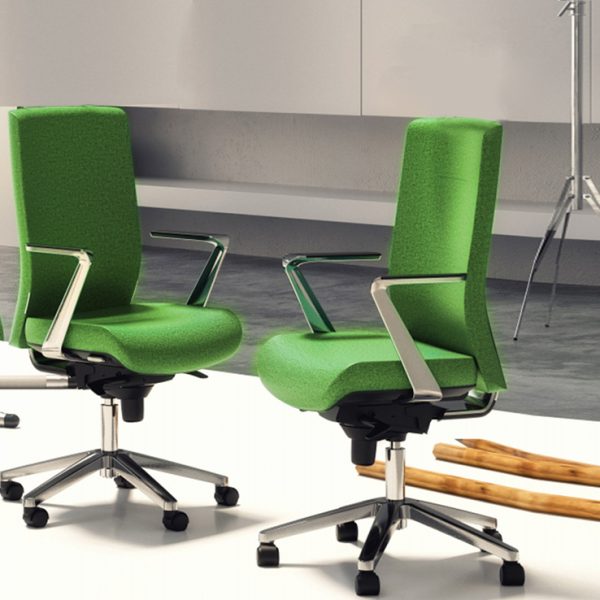 Padded armrests and smooth-rolling wheels add comfort and convenience to this office chair.