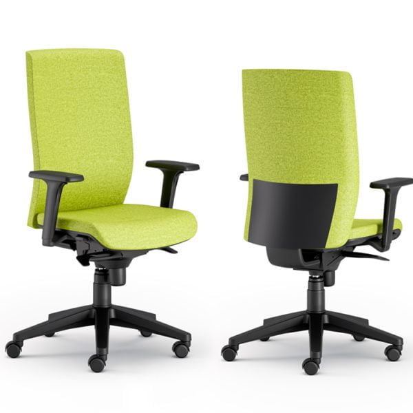 Sleek and stylish office chair with smooth-rolling wheels for effortless movement.