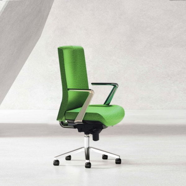 Stylish and supportive office chair on wheels for a professional look.