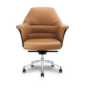 A beautiful dual color meeting room chair with inner brown upholstery finish