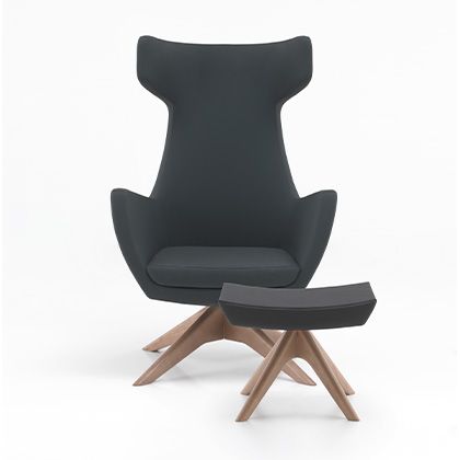 A modern lounge chair that captivates with its geometric allure while offering exceptional comfort.