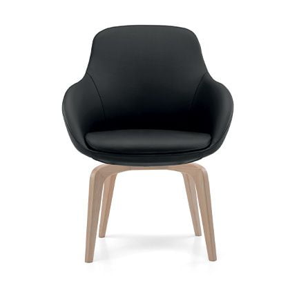 Transform your space with an armchair featuring a distinctive leg design characterized by rounded lines for an eye-catching effect