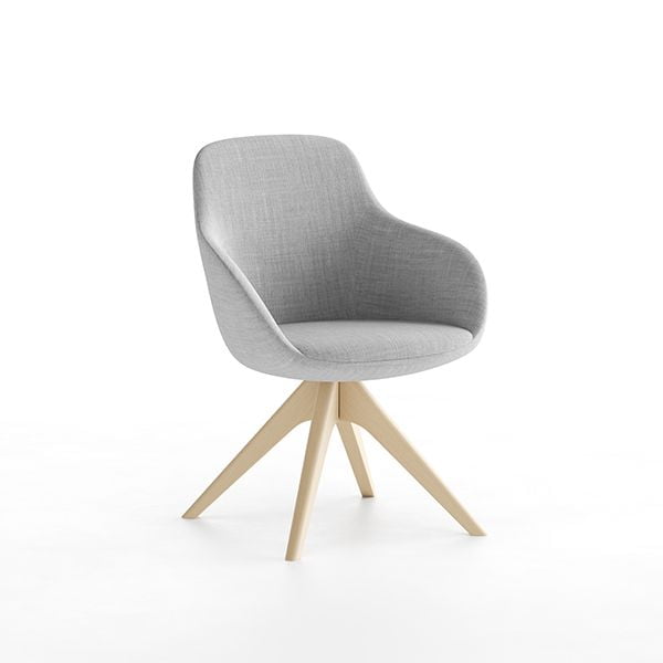 Add a touch of sophistication to your space with an armchair boasting a design of rounded lines on its sleek legs
