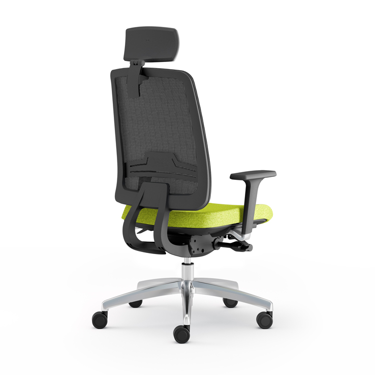 Breathable and comfortable fabric office chair on wheels, perfect for extended use.