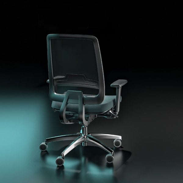 Breathable mesh back office chair on wheels for enhanced airflow and comfort.
