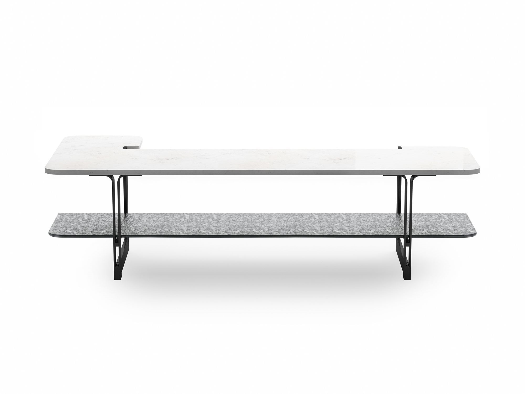 Designer coffee table with white marble top