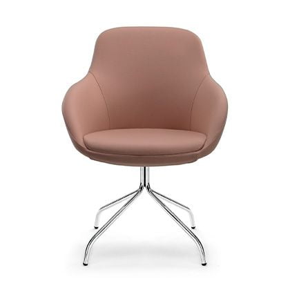 Elevate your décor with an armchair featuring an innovative design of rounded lines seamlessly integrated into its legs.