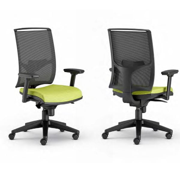 Executive office chair with swivel wheels for convenient maneuvering.