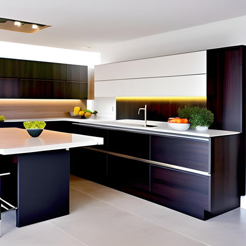 Luxury modern a kitchen island with built in table