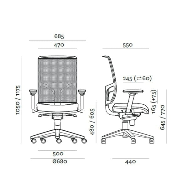 Mesh back office chair with casters for improved air circulation.