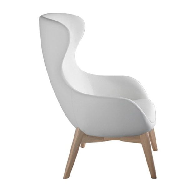 Modern egg shape office chair with natural wood finish