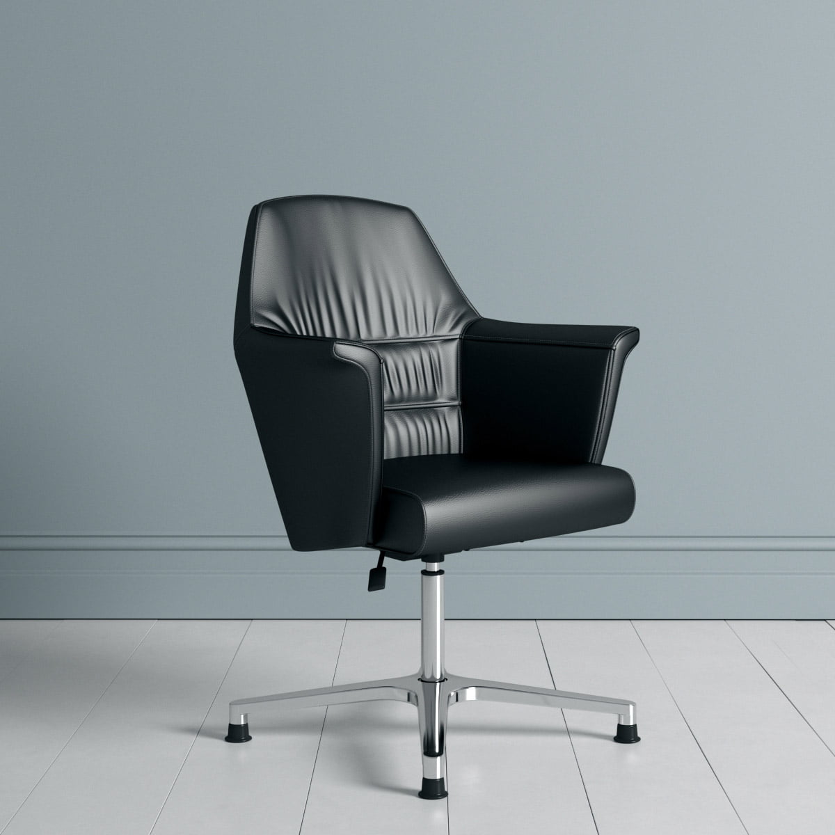 Stylish leather meeting room chair with arms