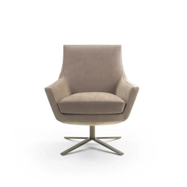 Swivel Armchair in leather upholstery