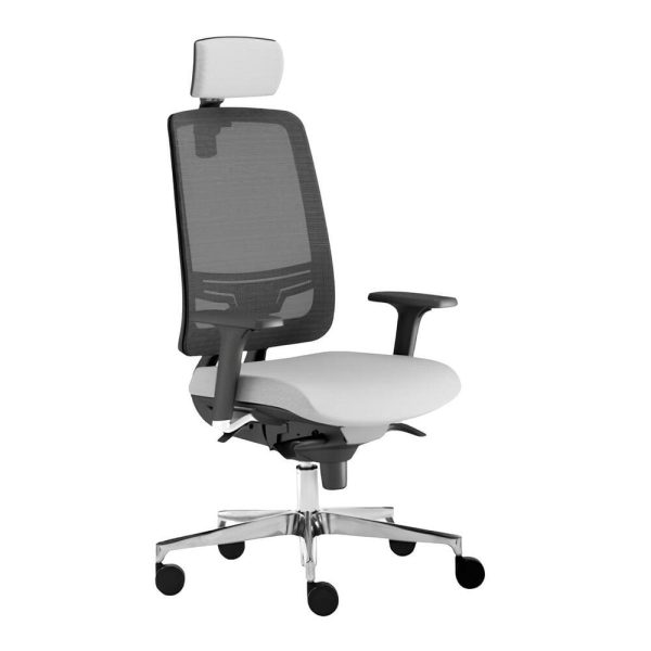 The ergonomic chair features adjustable armrests and a sturdy base.