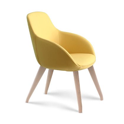Unwind in style with an armchair that harmoniously blends rounded lines and sleek leg design for a modern aesthetic.