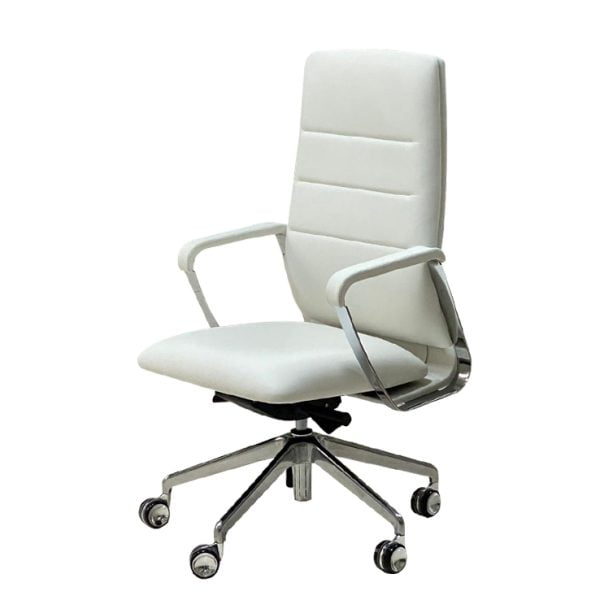 White modern meeting room offcie chair with metal arms