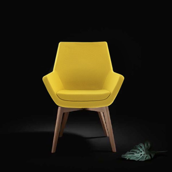 armchair, adorned with a chic geometric design that captivates the eye.