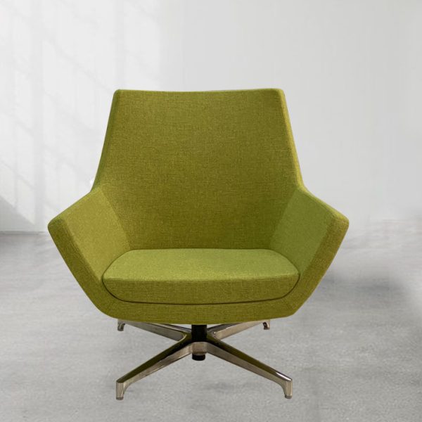 armchair, designed with a dynamic geometric motif that seamlessly blends art and comfort.