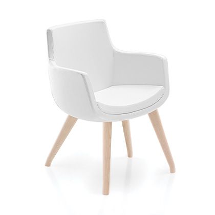 armchair, flaunting an eye-catching rounded profile.