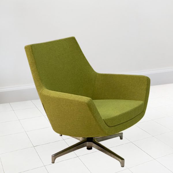 armchair, showcasing a modern geometric pattern that serves as a centerpiece of visual appeal.