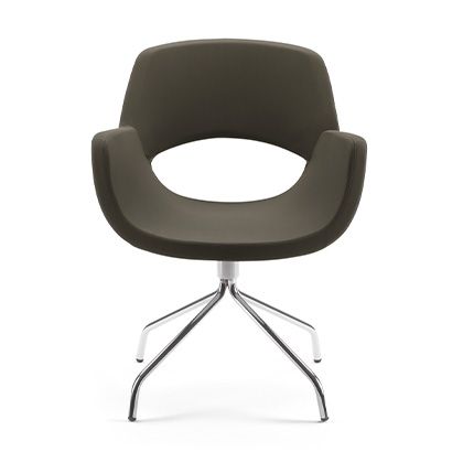 round armchair's graceful contours and comfortable seating.