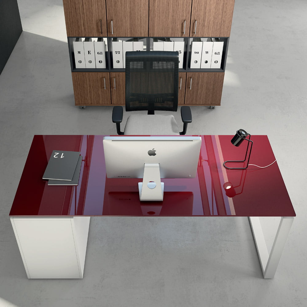 A minimalist desk that combines form and function for a clean and professional look.