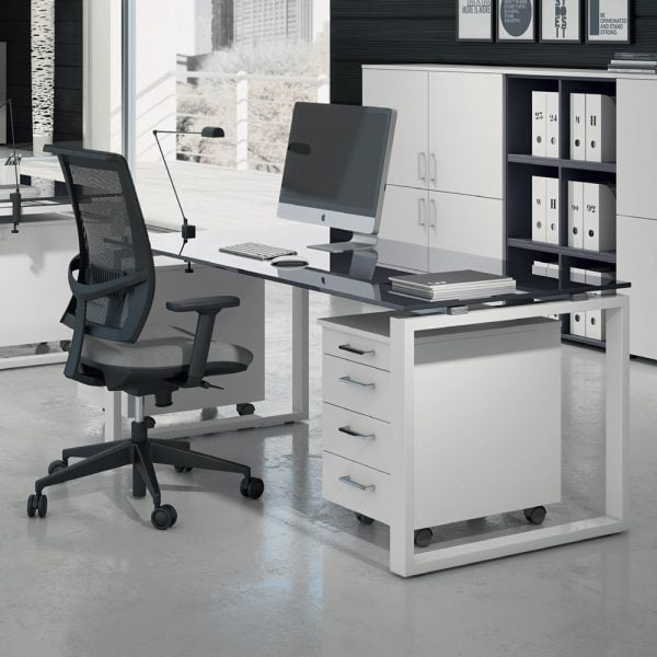 A spacious executive desk designed for professionals who need room to spread out