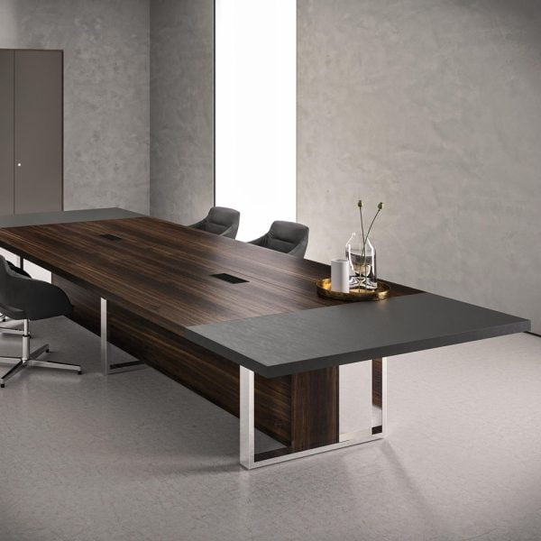 Embrace the art of decision-making with our exquisite meeting tables, expertly crafted to harmonize eco-leather, leather, melamine
