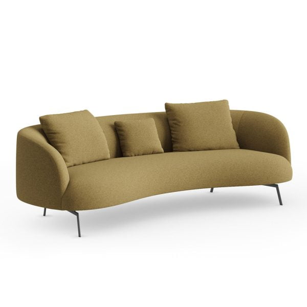 Modern bended sofa on metal legs