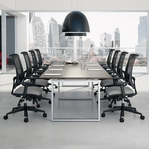 Modern meeting room table with wooden top for 10 people