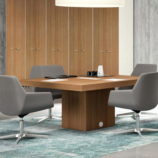 Transform your meeting spaces into a haven of style and sophistication with our square meeting table, featuring a thick tabletop that emanates strength