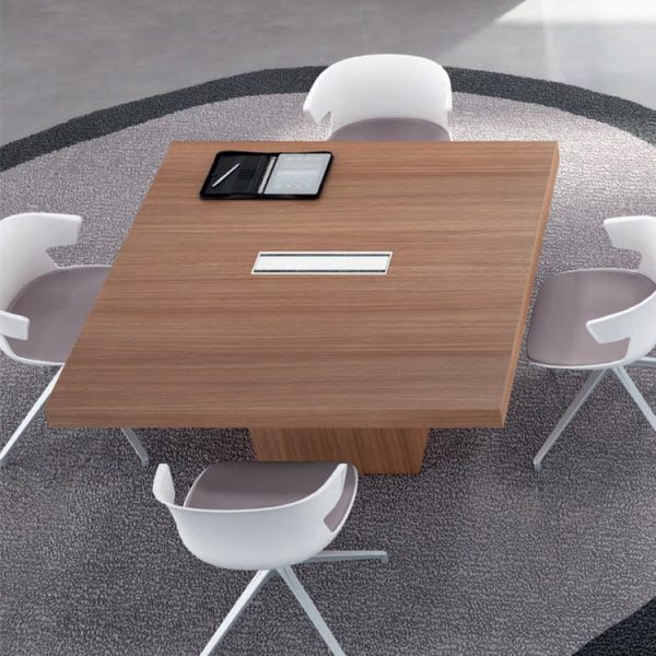 wooden square meeting table which gives statement of power and confidence