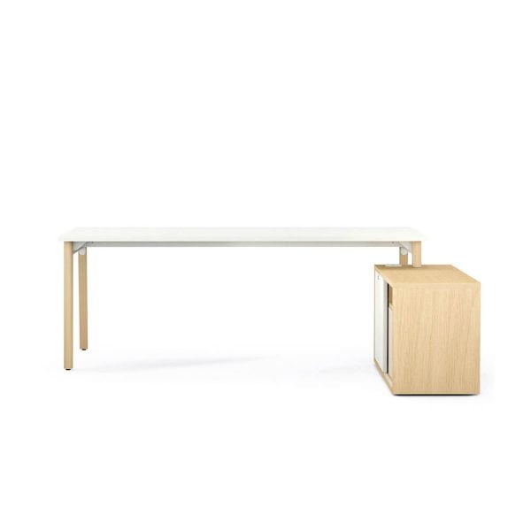 A minimalist office desk designed to create a clutter-free and focused workspace for managers.