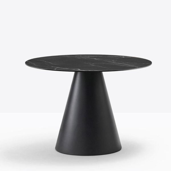 Black marble top coffee table on cone leg