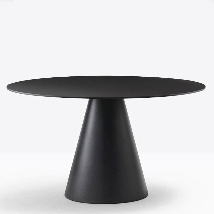 Black meeting table in rounded shape