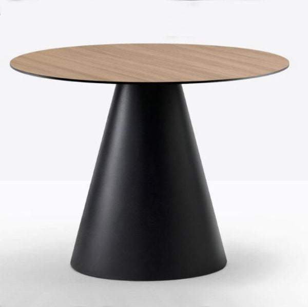Wooden top coffee table on cone shape leg