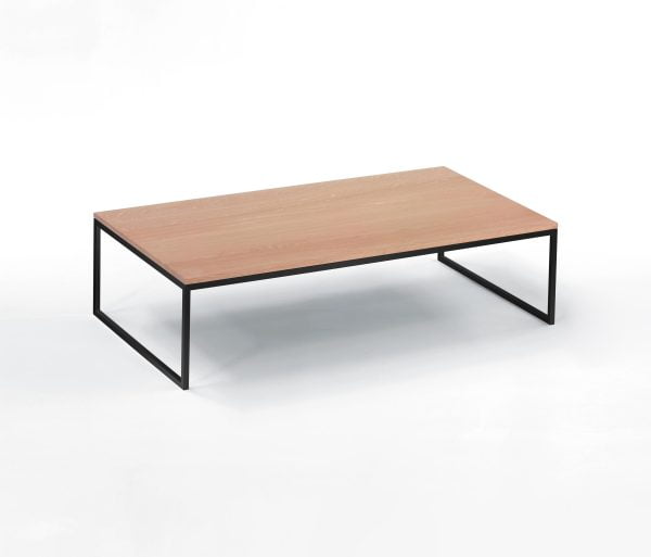 black legs and wooden top coffee table