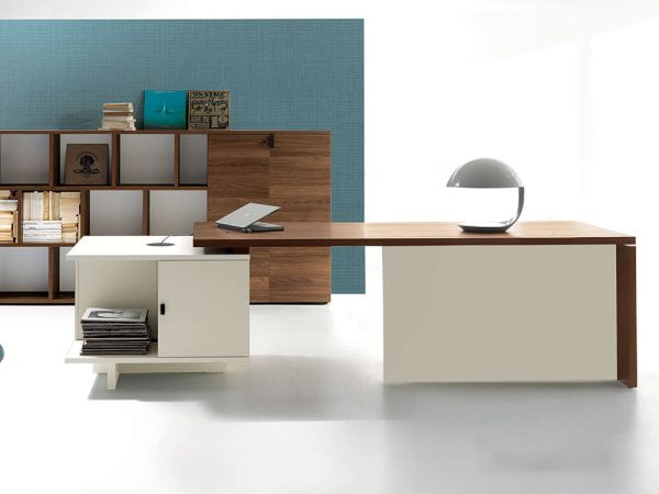 compact office desk that offers smart storage solutions without compromising on style for managers.