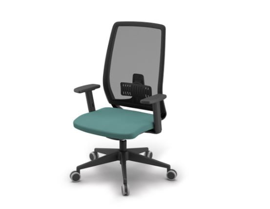 Adjustable-height office chair on wheels with lumbar support for all-day productivity