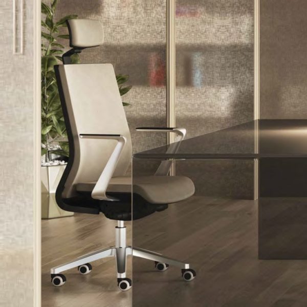 Enjoy customizable comfort with our office chair featuring adjustable arms and smooth-rolling wheels.