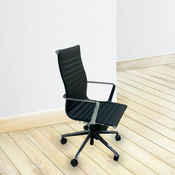 Mobile meeting chair with smooth-rolling wheels, ensuring seamless collaboration in the conference room.