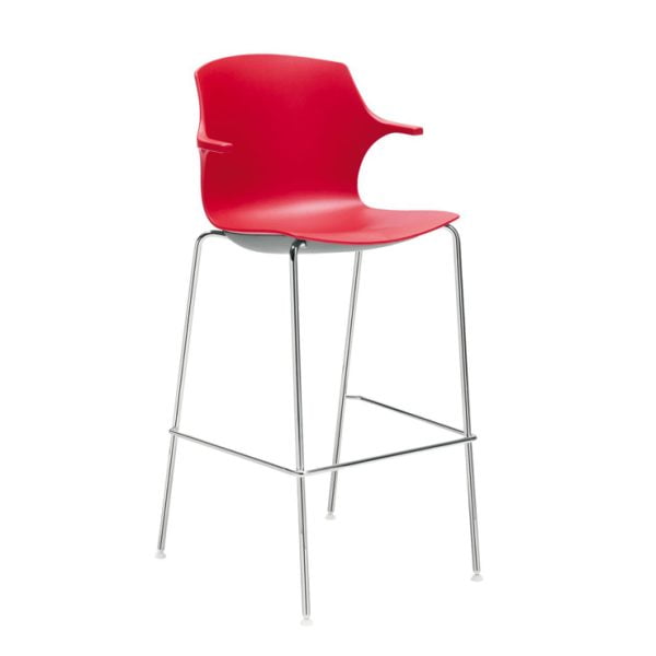 Modern bar stool with red seat