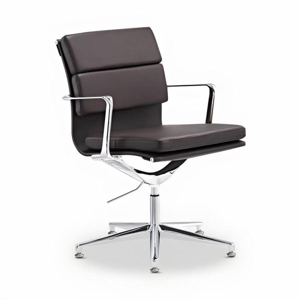 The chrome armrests add a touch of sophistication to this contemporary office chair