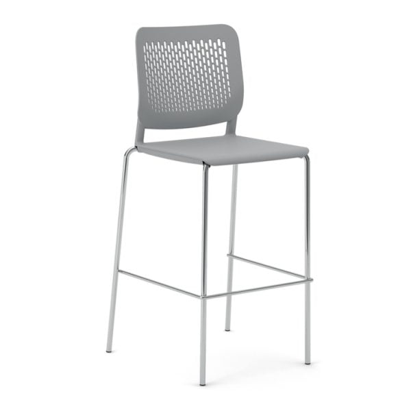 malika stool on metal legs in grey color
